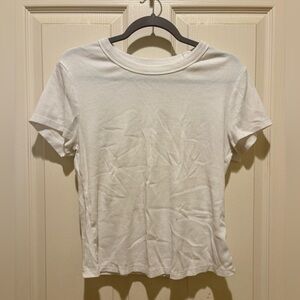 White Ribbed T-Shirt